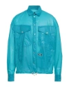 Dsquared2 Man Shirt Azure Size 44 Nylon In Blue