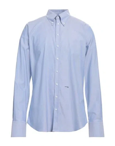 Dsquared2 Man Shirt Azure Size 44 Cotton In Blue