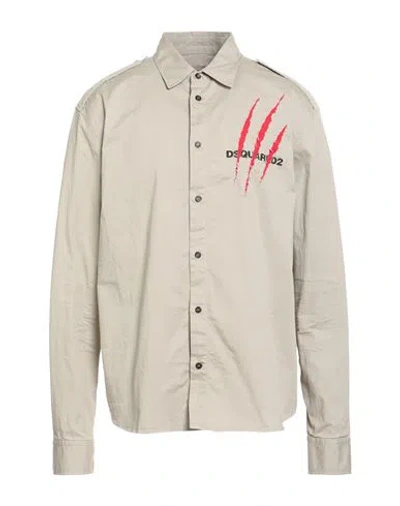 Dsquared2 Man Shirt Beige Size 42 Cotton, Elastane In Neutral