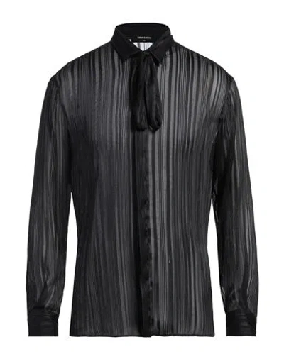 Dsquared2 Man Shirt Black Size 42 Polyester, Metallic Fiber