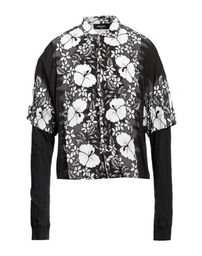 DSQUARED2 DSQUARED2 MAN SHIRT BLACK SIZE 46 VISCOSE