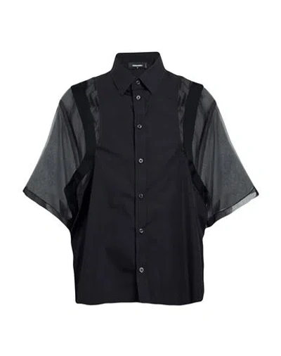 Dsquared2 Man Shirt Black Size 48 Cotton, Silk