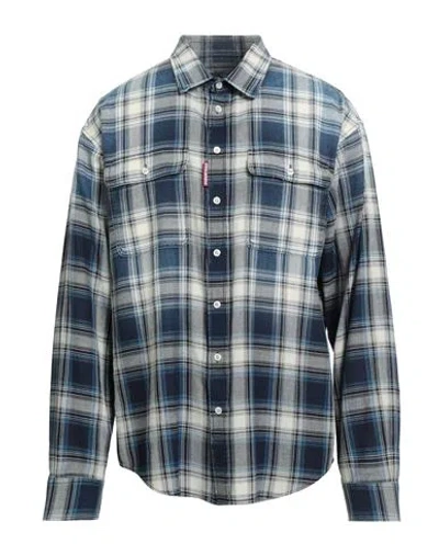 Dsquared2 Man Shirt Blue Size 42 Cotton