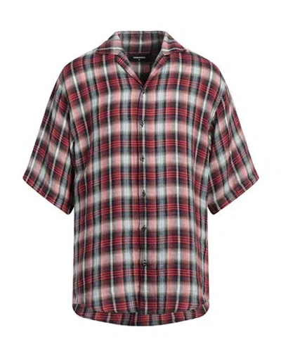 Dsquared2 Man Shirt Brick Red Size 44 Linen