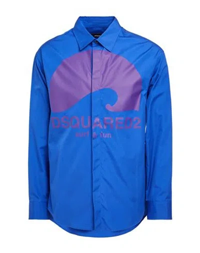 Dsquared2 Man Shirt Bright Blue Size 38 Cotton