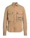 Dsquared2 Man Shirt Camel Size 42 Cotton, Elastane In Beige