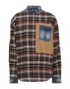 Dsquared2 Denim-details Check-pattern Shirt In Brown