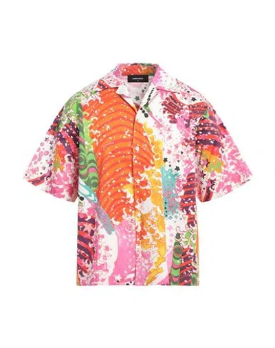 Dsquared2 Man Shirt Fuchsia Size 44 Cotton, Elastane In Pink