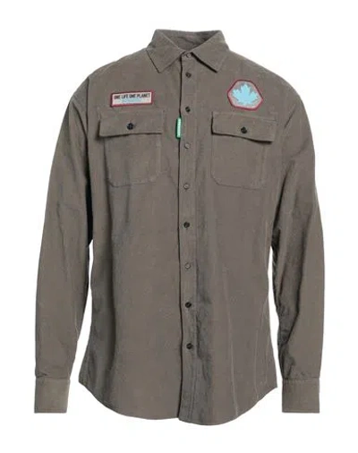 Dsquared2 Man Shirt Khaki Size 44 Cotton In Beige