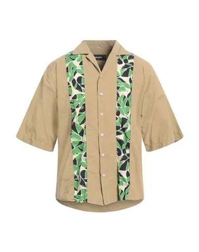 Dsquared2 Man Shirt Khaki Size 46 Cotton, Polyamide In Beige