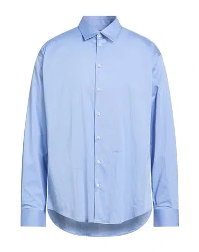 Dsquared2 Man Shirt Light Blue Size 42 Cotton, Elastane
