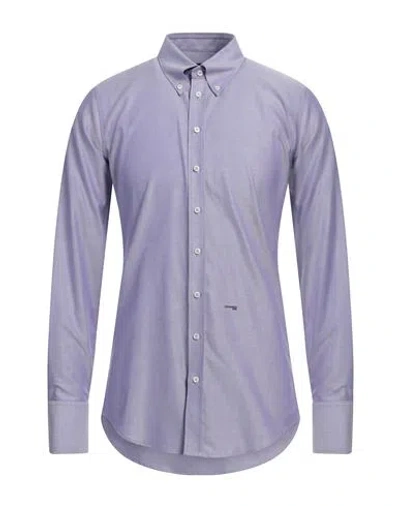 Dsquared2 Man Shirt Lilac Size 40 Cotton In Purple