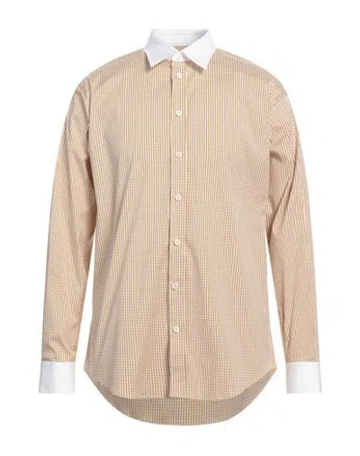 Dsquared2 Man Shirt Marigold Size 44 Cotton, Polyamide, Elastane In Yellow