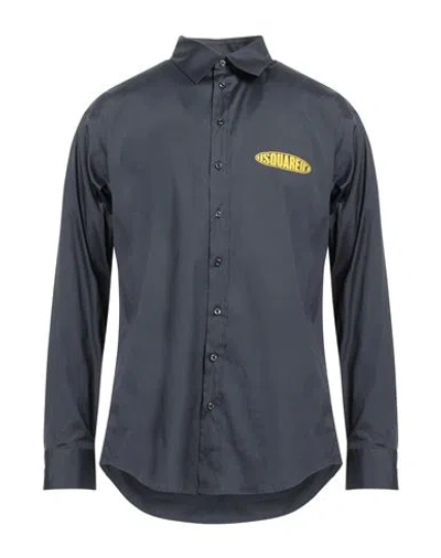 Dsquared2 Man Shirt Midnight Blue Size 40 Cotton, Elastane