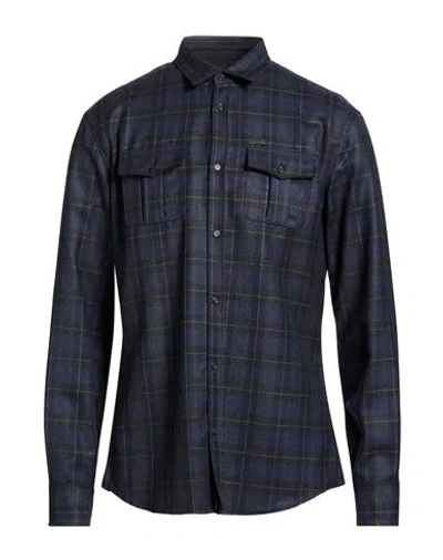 Dsquared2 Man Shirt Midnight Blue Size 40 Virgin Wool