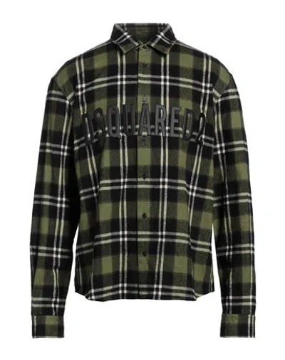 Dsquared2 Man Shirt Military Green Size 38 Cotton