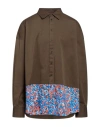 Dsquared2 Man Shirt Military Green Size 38 Cotton, Elastane