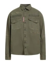 Dsquared2 Man Shirt Military Green Size 42 Cotton In Burgundy
