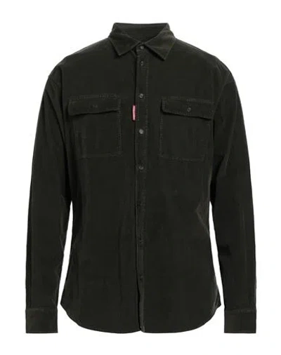 Dsquared2 Man Shirt Military Green Size 42 Cotton, Elastane