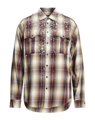 Dsquared2 Man Shirt Mustard Size 42 Cotton, Glass In Multi