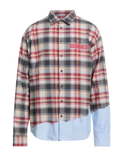 Dsquared2 Man Shirt Red Size 42 Cotton In Multi