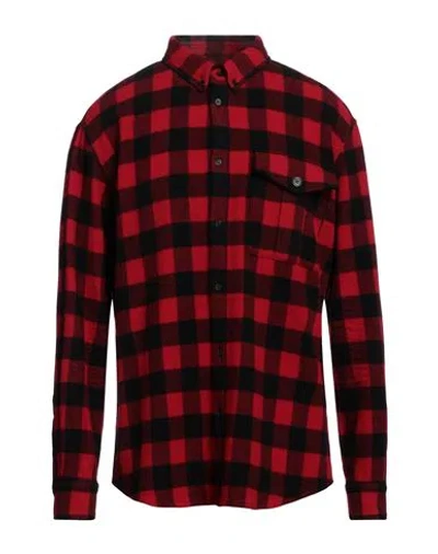 DSQUARED2 DSQUARED2 MAN SHIRT RED SIZE 48 WOOL, POLYAMIDE