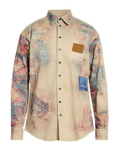 Dsquared2 Man Shirt Sand Size 38 Cotton, Elastane In Brown