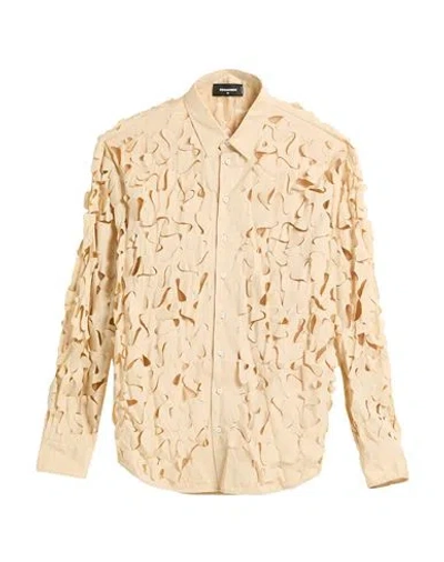 Dsquared2 Man Shirt Sand Size 42 Cotton, Elastane, Polyamide