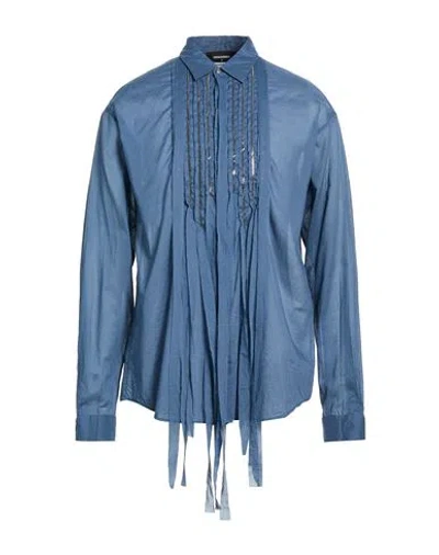 Dsquared2 Man Shirt Slate Blue Size 38 Cotton, Aluminum