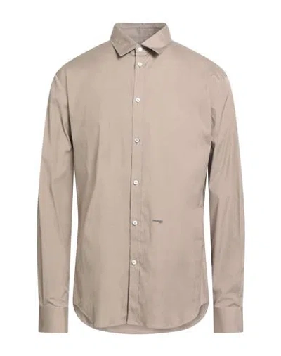 Dsquared2 Man Shirt Taupe Size 42 Cotton, Elastane In Neutral