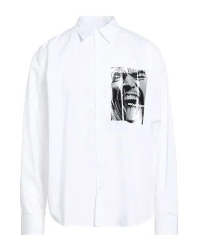 Dsquared2 Man Shirt White Size 40 Cotton In Multi