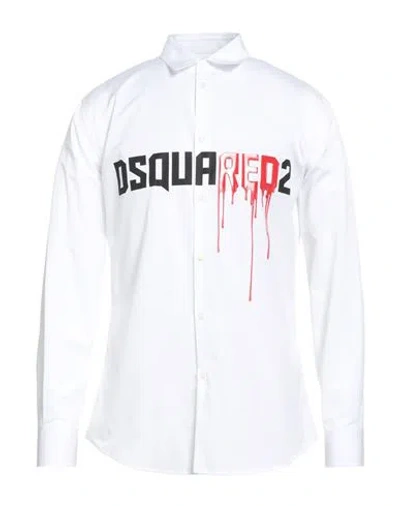 Dsquared2 Man Shirt White Size 42 Cotton