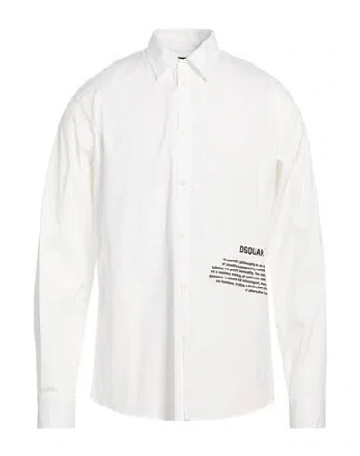 Dsquared2 Man Shirt White Size 44 Cotton, Elastane