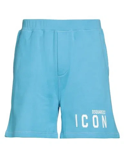 DSQUARED2 DSQUARED2 MAN SHORTS & BERMUDA SHORTS AZURE SIZE S COTTON