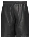 Dsquared2 Man Shorts & Bermuda Shorts Black Size 30 Ovine Leather In Black