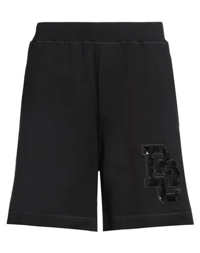 DSQUARED2 DSQUARED2 MAN SHORTS & BERMUDA SHORTS BLACK SIZE L COTTON, ELASTANE