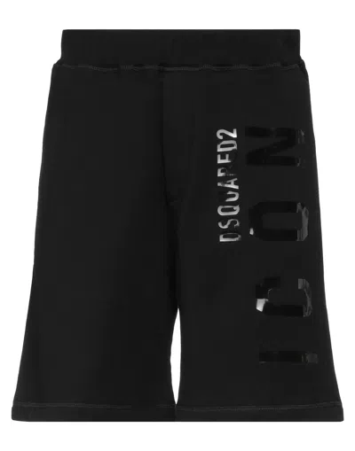 Dsquared2 Man Shorts & Bermuda Shorts Black Size L Cotton, Elastane