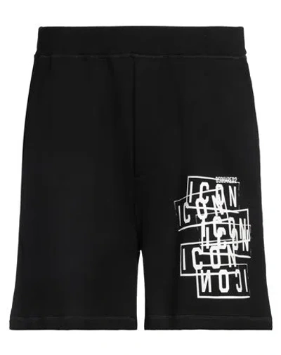 Dsquared2 Cotton Icon Shorts With Hem Monogram In Black
