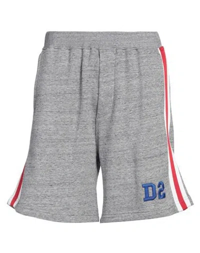 DSQUARED2 DSQUARED2 MAN SHORTS & BERMUDA SHORTS GREY SIZE L COTTON, ELASTANE