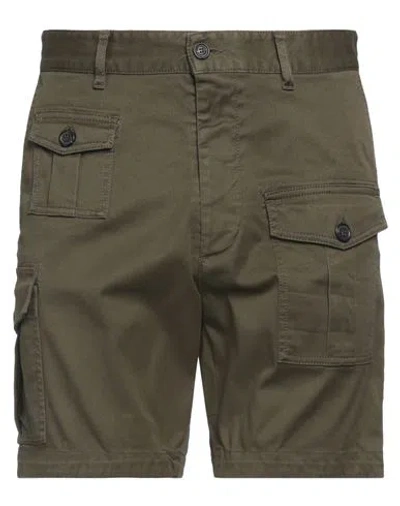 Dsquared2 Man Shorts & Bermuda Shorts Military Green Size 38 Cotton, Elastane