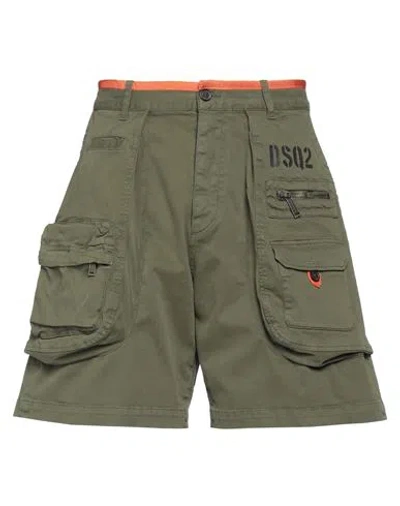 DSQUARED2 DSQUARED2 MAN SHORTS & BERMUDA SHORTS MILITARY GREEN SIZE 42 COTTON, ELASTANE, POLYESTER