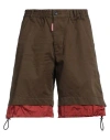 Dsquared2 Man Shorts & Bermuda Shorts Military Green Size 40 Cotton, Polyamide In Green