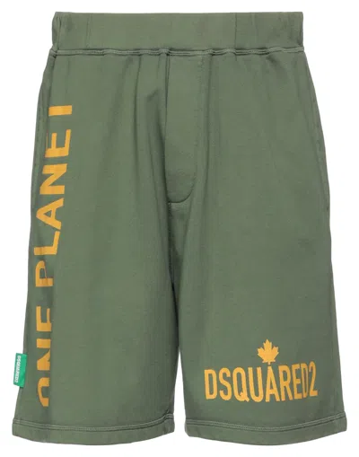 DSQUARED2 DSQUARED2 MAN SHORTS & BERMUDA SHORTS MILITARY GREEN SIZE M COTTON, ELASTANE