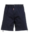 Dsquared2 Man Shorts & Bermuda Shorts Navy Size 34 Cotton In Navy Blue