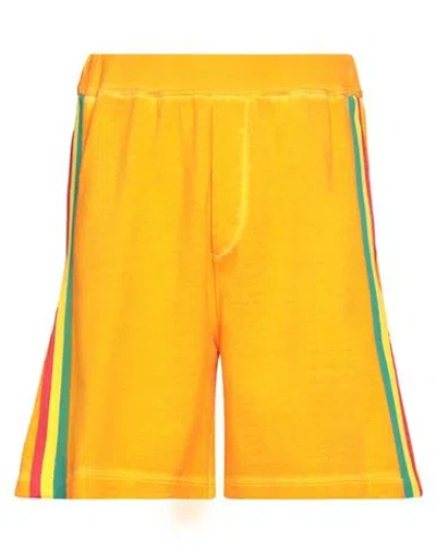 Dsquared2 Man Shorts & Bermuda Shorts Orange Size L Cotton, Elastane