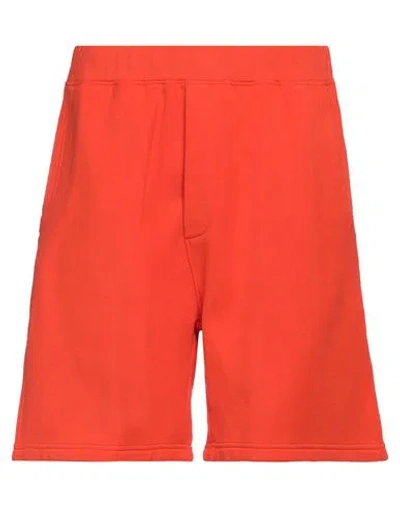 Dsquared2 Man Shorts & Bermuda Shorts Orange Size M Cotton, Elastane