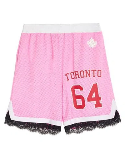 Dsquared2 Man Shorts & Bermuda Shorts Pink Size L Polyester, Cotton, Viscose