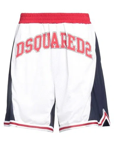 Dsquared2 Man Shorts & Bermuda Shorts White Size L Cotton, Viscose, Polyester