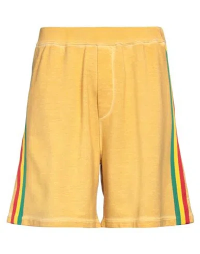 Dsquared2 Man Shorts & Bermuda Shorts Yellow Size S Cotton, Elastane
