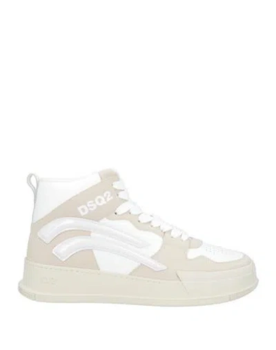 Dsquared2 Man Sneakers Beige Size 7.5 Leather, Textile Fibers